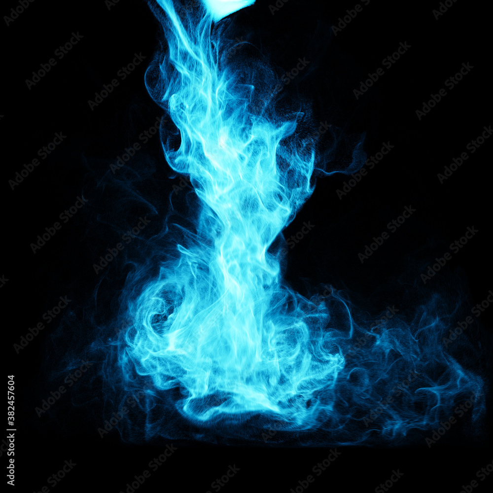 Poster blue abstract liquid particle. ink drop in liquid on dark background. smoke effect for composition o