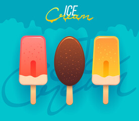 Ice Cream vector icon. Collection of ice cream illustrations. Ice cream shop logo badges