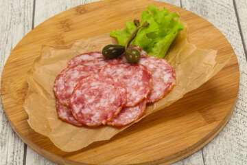 Spanish Salchichon sausage with salad