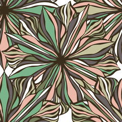 Vector ornamental pattern design of lined ornamental abstract flowers in pastel