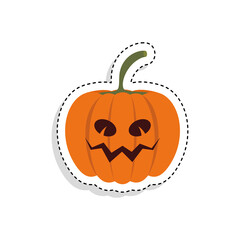 Sticker of a scary halloween pumpkin. Halloween icon - Vector illustration