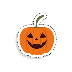 Sticker of a scary halloween pumpkin. Halloween icon - Vector illustration