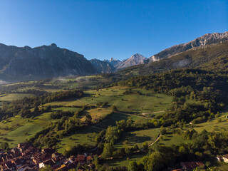 The Naranjo de Bulnes, known as Picu Urriellu, from Pozo de la Oracion viewpoint (mirador) at Arenas de Cabrales, Picos de Europa National Park in Asturias, Spain.