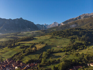 The Naranjo de Bulnes, known as Picu Urriellu, from Pozo de la Oracion viewpoint (mirador) at Arenas de Cabrales, Picos de Europa National Park in Asturias, Spain.