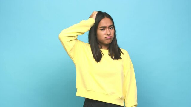 Young mixed race indian woman being shocked, she has remembered important meeting