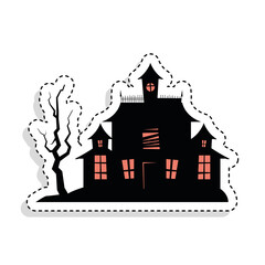 Sticker of a scary haunted house. Halloween season icon - Vector