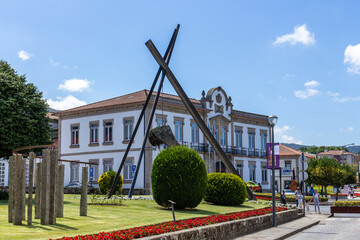 Vila Nova de Cerveira / Portugal - August 1, 2020: Pacos do Concelho (Town Hall), also known as the...