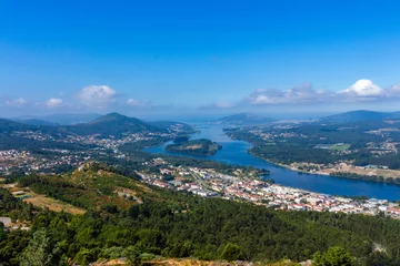 Foto op Canvas Cervo, a beautiful viewpoint at Vila Nova de Cerveira, Portugal, where you can see  a glimpse of most of the river Minho, from Valenca to the mouth in Caminha. © An Instant of Time