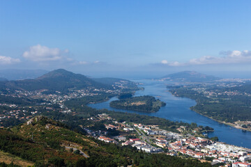 Fototapeta na wymiar Cervo, a beautiful viewpoint at Vila Nova de Cerveira, Portugal, where you can see a glimpse of most of the river Minho, from Valenca to the mouth in Caminha.
