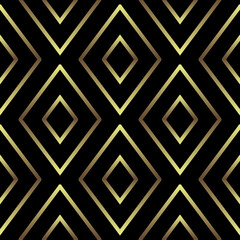 Gold lines rhombus seamless pattern. Geometric ornamental elegan