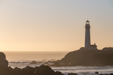 Pigeon Point Lighthouse during Sunset in California