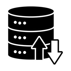 data server with upload and dowload arrows, silhouette style