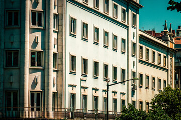 Fototapeta premium View of the facade of a building in the downtown of Lisbon in Portugal 