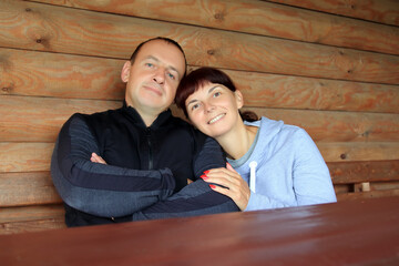 couple on vacation in a forest house