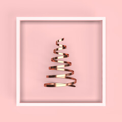 3D rendering illustration with metal Christmas tree
