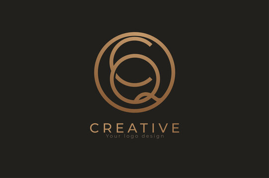 Abstract initial letter C and Q logo,circle line and letter CQ combination, usable for branding and business logos, Flat Logo Design Template, vector illustration