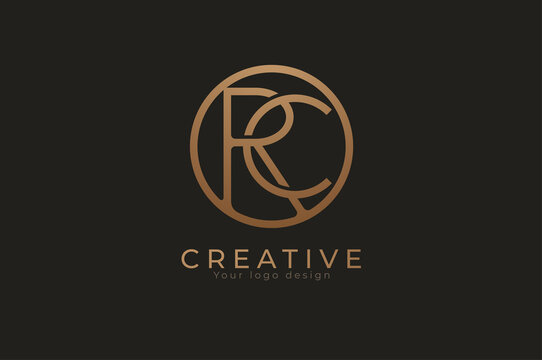 Abstract initial letter R and C logo,circle line and letter RC combination, usable for branding and business logos, Flat Logo Design Template, vector illustration