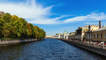 Fototapeta na wymiar Embankment of the Fontanka river in Saint-Petersburg.