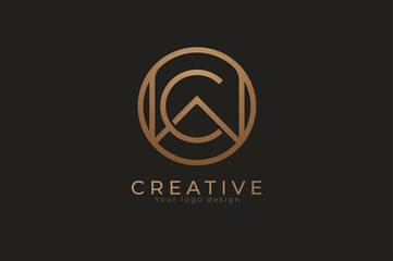 Abstract initial letter W and C logo,circle line and letter WC combination, usable for branding and business logos, Flat Logo Design Template, vector illustration