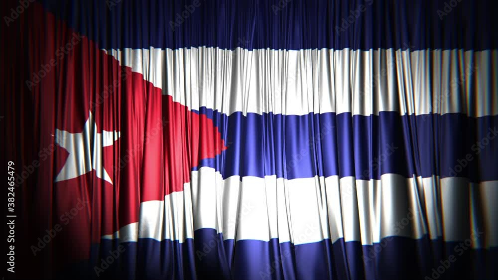 Poster 3d animation of the national flag of cuba as the curtain rendered in uhd, alpha matte is included.