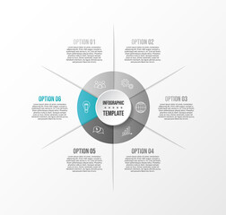 Gray infographic with business icons. Diagram. Vector