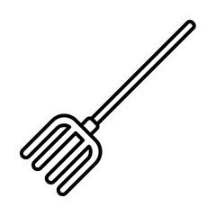 garden rake icon, line style