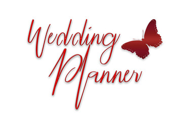Beschriftung, Hochzeitsplaner, Rotes, Design, Schmetterling, Grafik