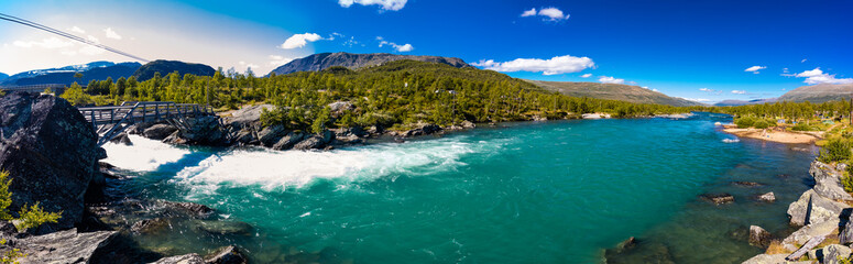 bridge over the river at Sjoa, Jotunheim, Norway