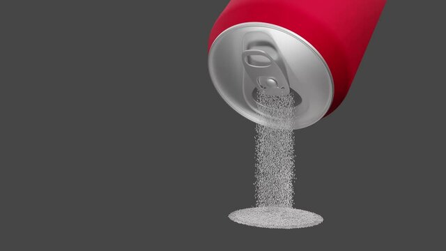 Sugar pouring out of a red aluminium soda can. Perfect as a background for an infographic.