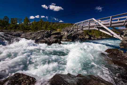 bridge over the river at Sjoa, Jotunheim, Norway