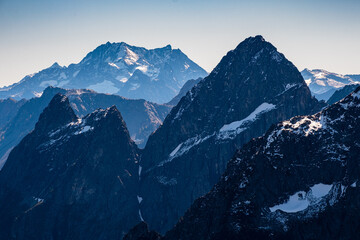 High snow-covered mountain peaks in the North Cascades