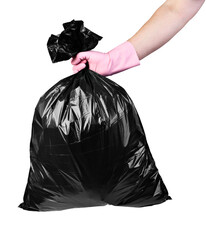 plastic bag trash waste enviroment garbage pollution hand holding glove protective wear rubbish
