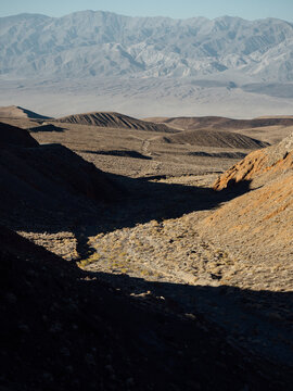 Dangerous mountain roads in dry and arid desert region