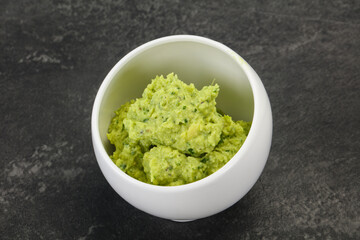 Avocado guacamole sauce with chili pepper