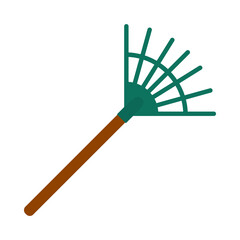 garden rake tool icon, flat style