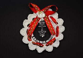 Unique hand crocheted garland, Christmas decoration. 