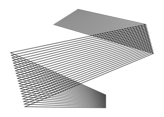 Abstract striped shape from thin curled black lines on a white background. Trendy vector pattern