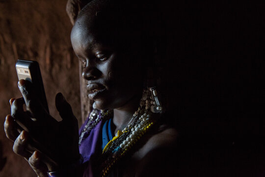 Maasai Girl with Mobile Phone