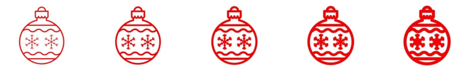 Obraz premium Christmas Balls Icon Set Red | Christmas Ball Vector Illustration Logo | Christmas-Ball Icons Isolated Collection