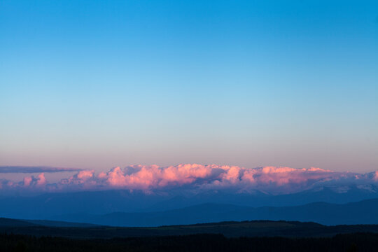 Pink clouds, blue sky, summer sunset <3