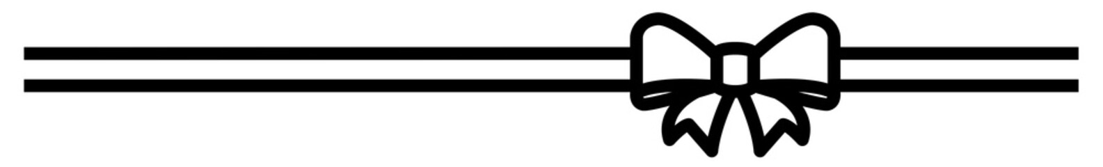 Ribbon Icon Black | Wedding Bow Illustration | Valentine's Day Symbol | Christmas Banner Logo | Horizontal Birthday Gift Sign | Isolated | Variations