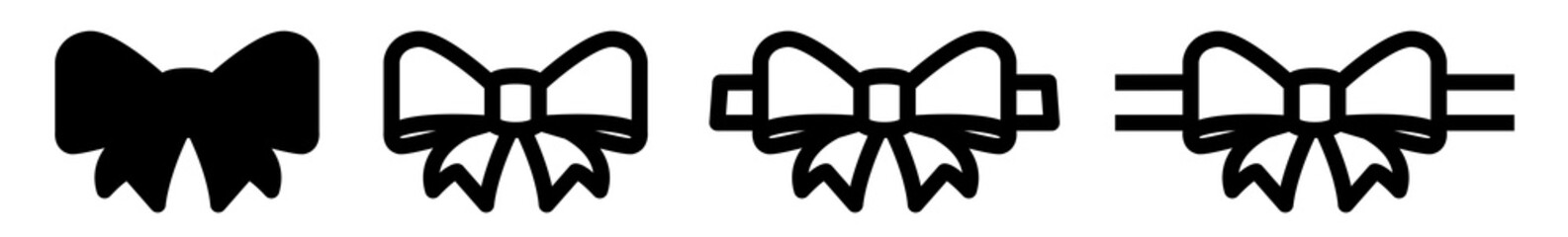 Ribbon Bow Icon Black | Wedding Ribbons Illustration | Birthday Gift Symbol | Christmas Bows Logo | Valentine's Day Sign | Isolated | Variations