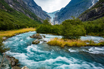 Briksdalsbreen is a glacier arm of Jostedalsbreen,Briksdalsbre, Norway