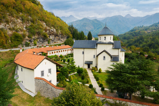 Moraca monastery. Montenegro. Orthodox monastery in the Moraca valley.
