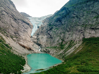 Fototapeta na wymiar Briksdalsbreen is a glacier arm of Jostedalsbreen,Briksdalsbre, Norway