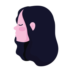 profile head girl cartoon isolated icon style