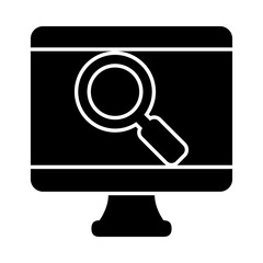 computer with magnifying glass icon silhouette style