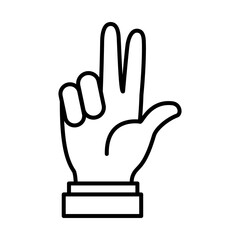 Obraz premium Hand gesture showing 3 number, line style