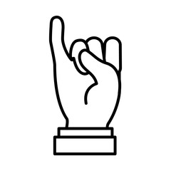 Hand gesture showing letter I on Sign Language, line style