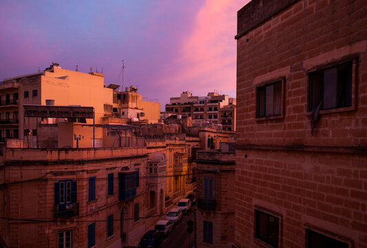 Beautiful sunset over Tas-Sliema, Malta